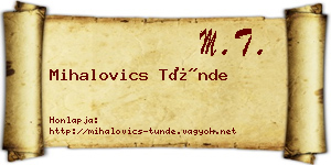 Mihalovics Tünde névjegykártya